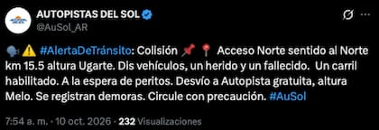 La publicación de la empresa sobre el accidente - AuSol