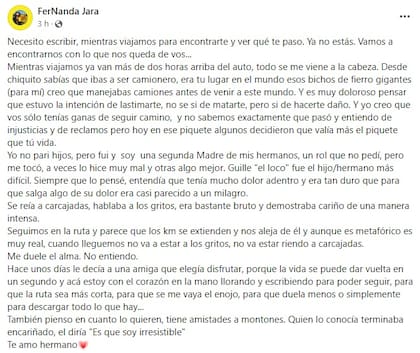 La publicación de la hermana del camionero apedreado
