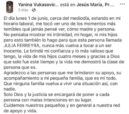 La publicación de la madre de los niños