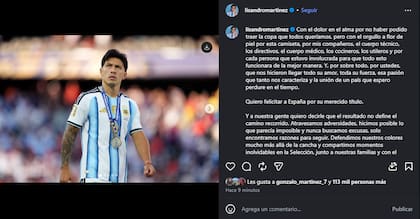La publicación de Lisandro Martínez tras la derrota de Argentina
