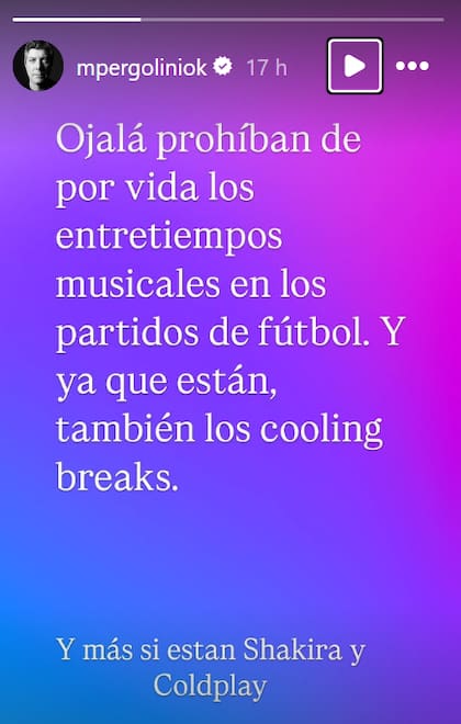 La publicación de Mario Pergolini en su cuenta de Instagram
