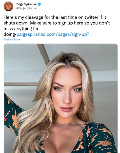 La publicación de Paige Spiranac sobre el supuesto cierre de Twitter