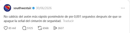 La publicación de Southwest Airlines tiene más de 5000 comentarios