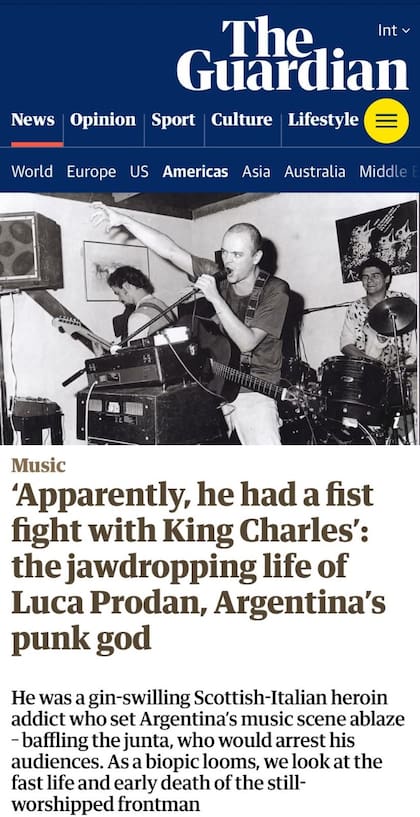 la publicación de The Guardian sobre Luca Prodan