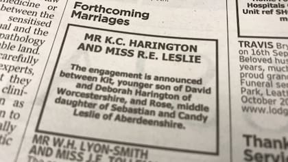 La publicación de The Times sobre el casamiento de Kit y Rose