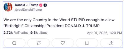 La publicación de Trump después de la audiencia