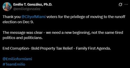La publicación del candidato republicano a la alcaldía de Miami Beach