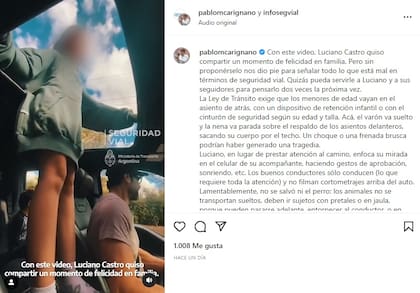 La publicación del director de la Agencia Nacional de Seguridad Vial