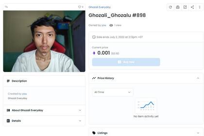 La publicación del joven estudiante indonesio en la plataforma de NFT OpenSea