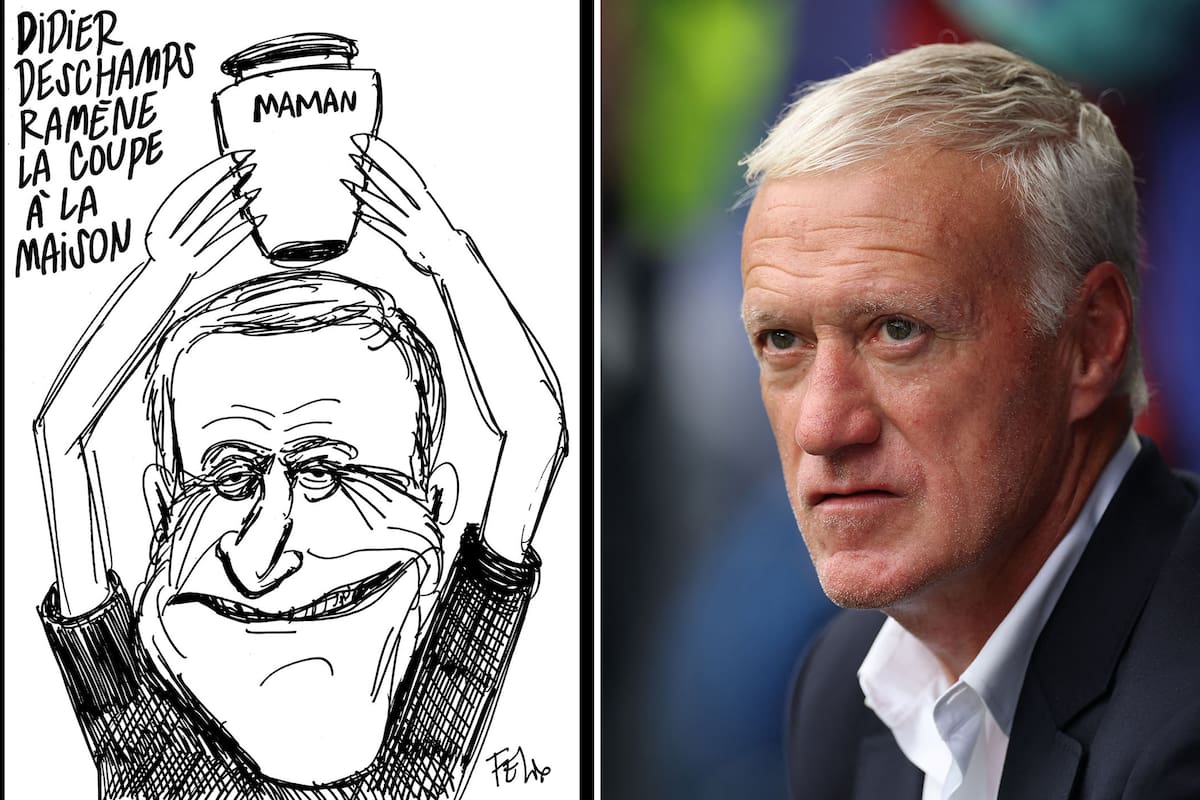 La publicación del medio francés Charlie Hebdo sobre Deschamps, el DT de Francia, con una urna de las cenizas de su madre recientemente fallecida