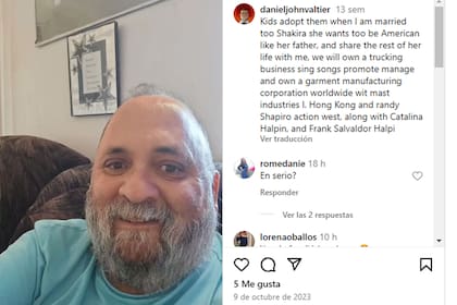 La publicación en Instagram del presunto acosador de Shakira