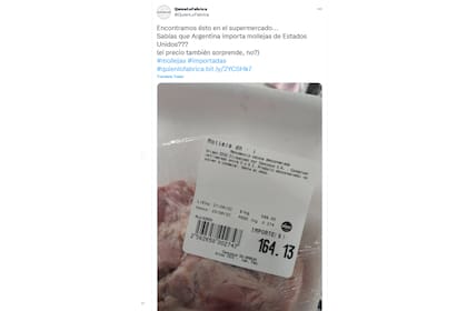 La publicación en Twitter que desató la polémica sobre la importación de mollejas