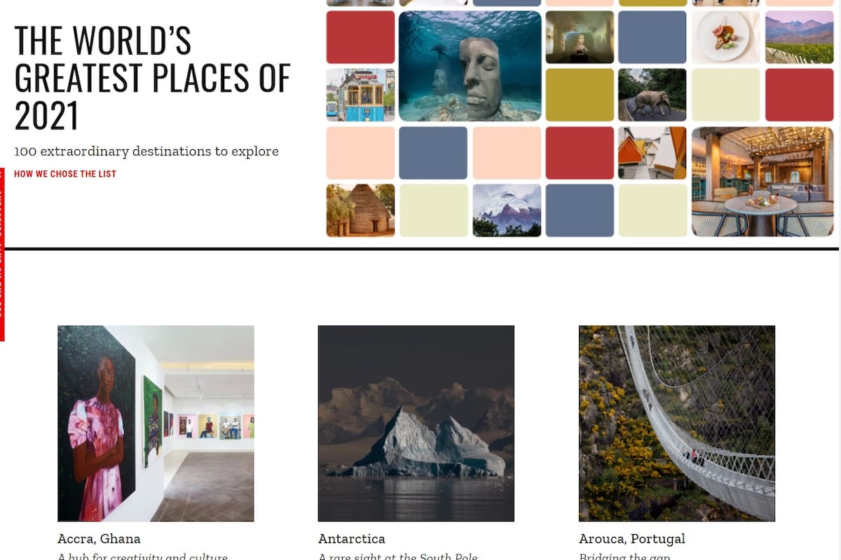 La publicación hizo un listado para incentivar el turismo en medio de la pandemia de Covid-19, que afectó al sector de lleno