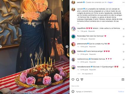 La publicación no tardó de llenarse de cálidos mensajes para la cumpleañera (Foto: Instagram @ceciroth)