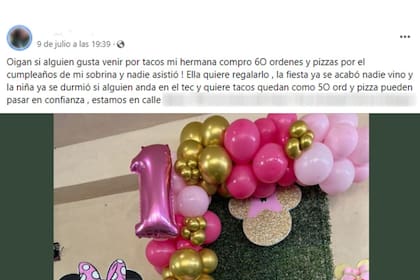 La publicación original de la usuaria en Facebook