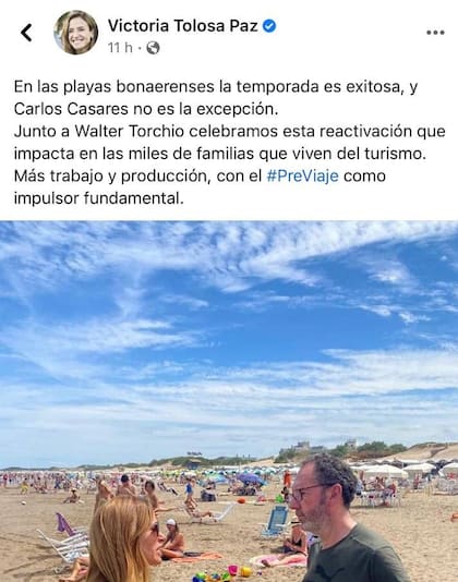 La publicación original que Victoria Tolosa Paz hizo en Facebook, Twitter e Instagram; y que luego borró