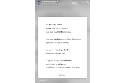 La publicación que compartió Martínez en su cuenta de Instagram