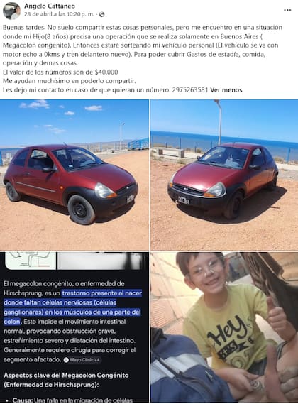 La publicación que el padre de Bastian realizó en sus redes sociales (Foto: Facebook /@angelocattaneo)