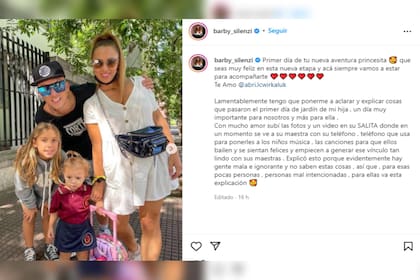 La publicación que generó controversias (Foto Instagram @barby_silenzi)