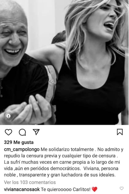 La publicación que realizó Carlos Campolongo y la respuesta que recibió por parte de Viviana Canosa