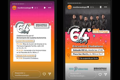 La publicaciones de la municipalidad de Berazategui en Instagram