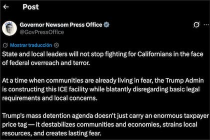La reacción de Gavin Newsom a la construcción del centro de detención del ICE en California