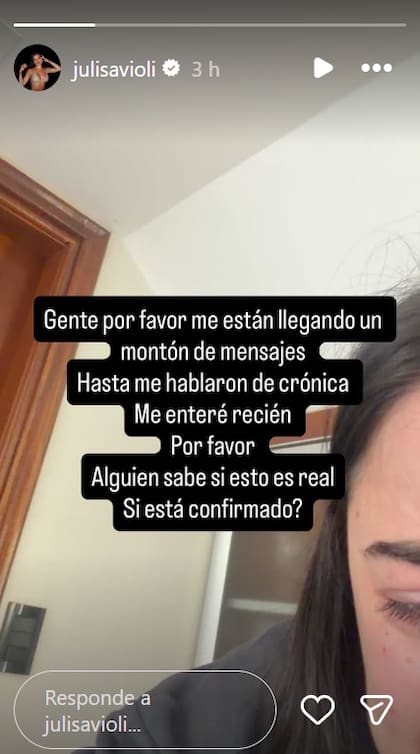 La reacción de Juli Savioli en sus redes sociales