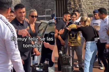 La reacción de la novia de "Toto" Salvio con un grupo de hinchas mexicanos