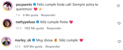 La reacción de los famosos a las fotos de Lali