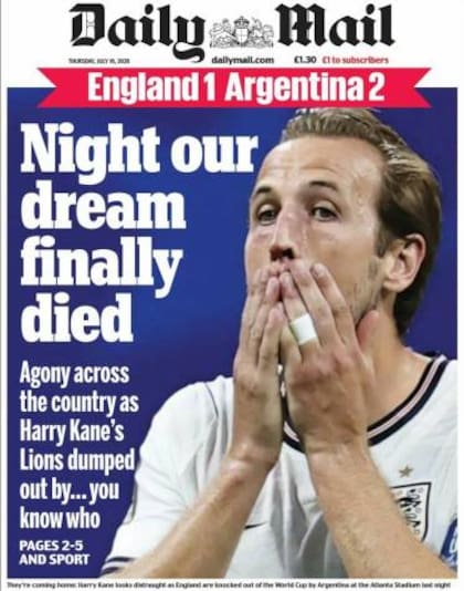 La reacción de los medios ingleses luego de la derrota ante Argentina.