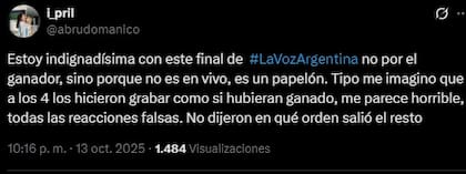 La reacción de los usuarios por el polémico final de La Voz Argentina