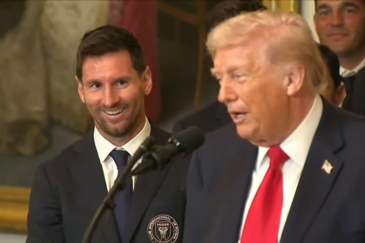 La reacción de Messi al ser felicitado por Donald Trump en la Casa Blanca