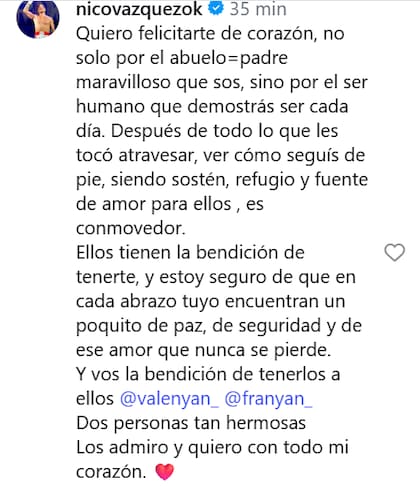 La reacción de Nicolás Vázquez