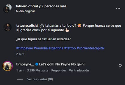La reacción de Tim Payne al tatuaje