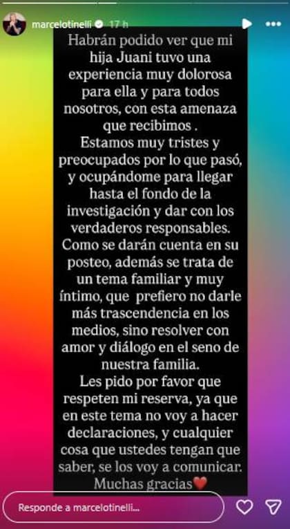La reacción de Tinelli al desesperado pedido que hizo su hija Juana.