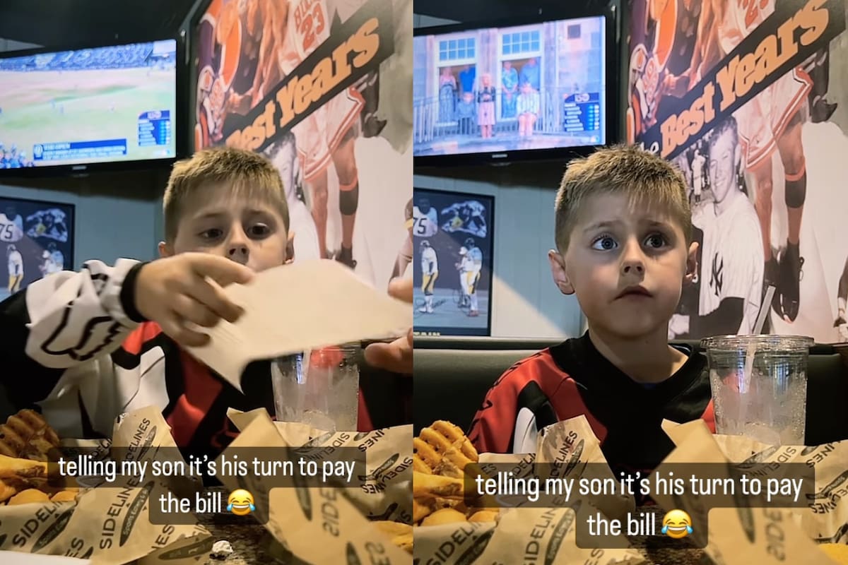 La reacción de un niño al que su padre le pidió pagar la cuenta de un restaurante se hizo viral