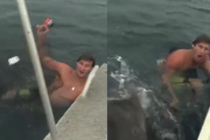 La reacción del joven que casi sufre el ataque de un tiburón