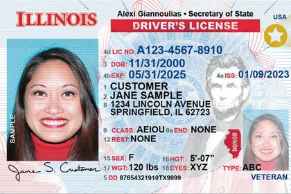 La Real ID de Illinois se distingue por una estrella dorada en la parte superior derecha