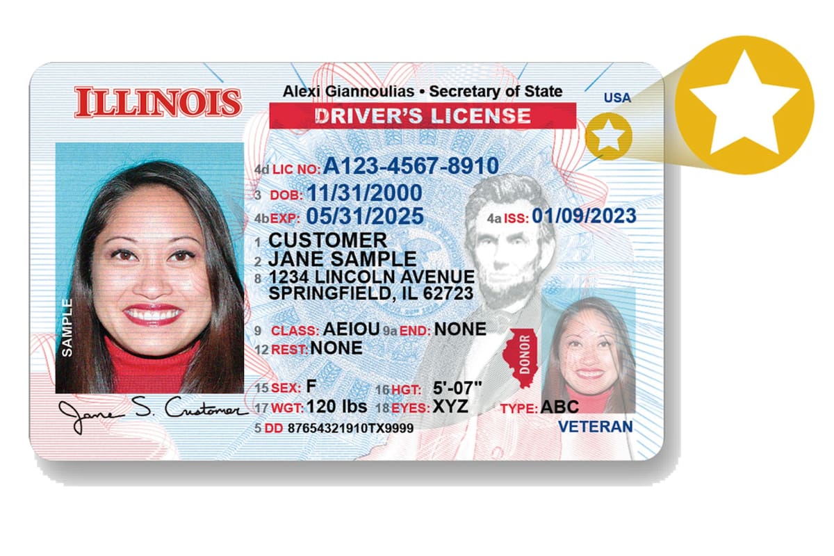 La Real ID es un sello colocado en todos los documentos de identificación emitidos por el estado (Illinois Secretary of State)
