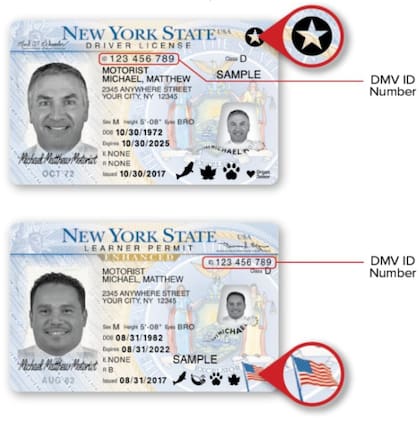 La REAL ID incluye una estrella en la parte superior de la tarjeta, mientras que la Enhanced ID muestra una bandera de EE.UU.