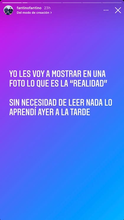 "La realidad", según Fantino