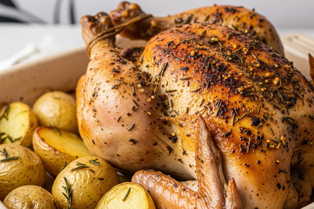 La receta tradicional de pollo al horno con papas a la manteca de Doña Petrona