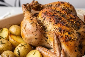 La receta tradicional de pollo al horno con papas a la manteca de Doña Petrona
