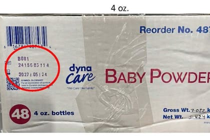 La reciente detección de asbesto en el polvo para bebés Dynacare impulsó a las autoridades sanitarias de Estados Unidos a ordenar su retirada inmediata del mercado en 35 estados (Imagen de la FDA)