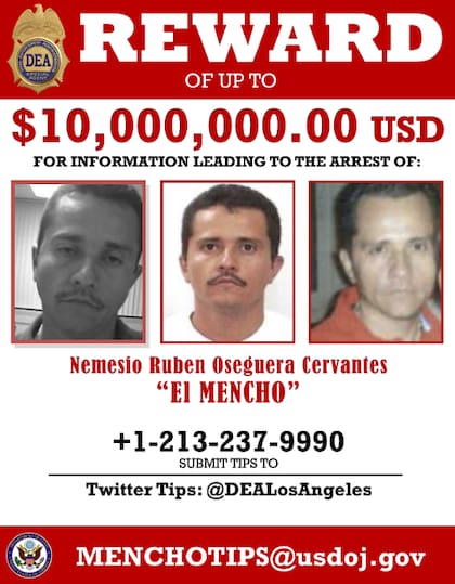 La recompensa que ofrecía la DEA por información sobre "El Mencho", antes de su muerte, en febrero del 2026