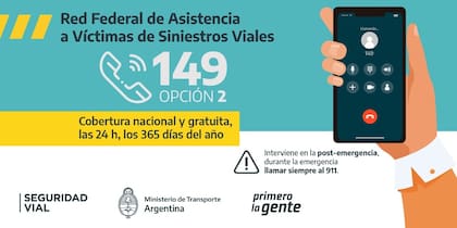 La Red Federal de Asistencia a Víctimas de Siniestros Viales está disponible las 24 horas para todo el país