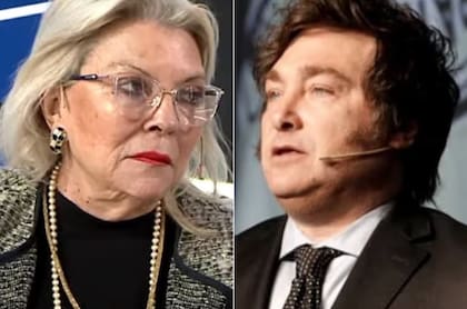 La referente de la Coalición Cívica (ARI), Elisa Carrió, junto al presidente Javier Milei