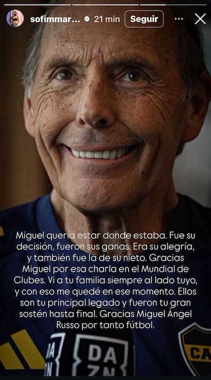 La reflexión de Sofía Martínez tras la muerte de Miguel Ángel Russo