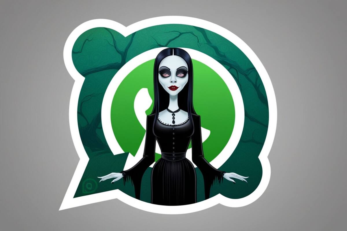 La reimaginación de Morticia Addams para un logo de WhatsApp, según la IA