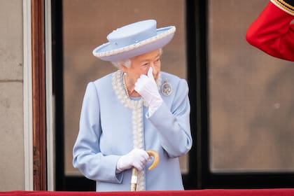 La reina Isabel, en el Palacio de Buckingham Palace, durante la ceremonia del Trooping the Colour